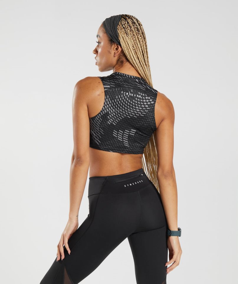 Women's Gymshark Sport Crop Tanks Black | CA 1DAN86